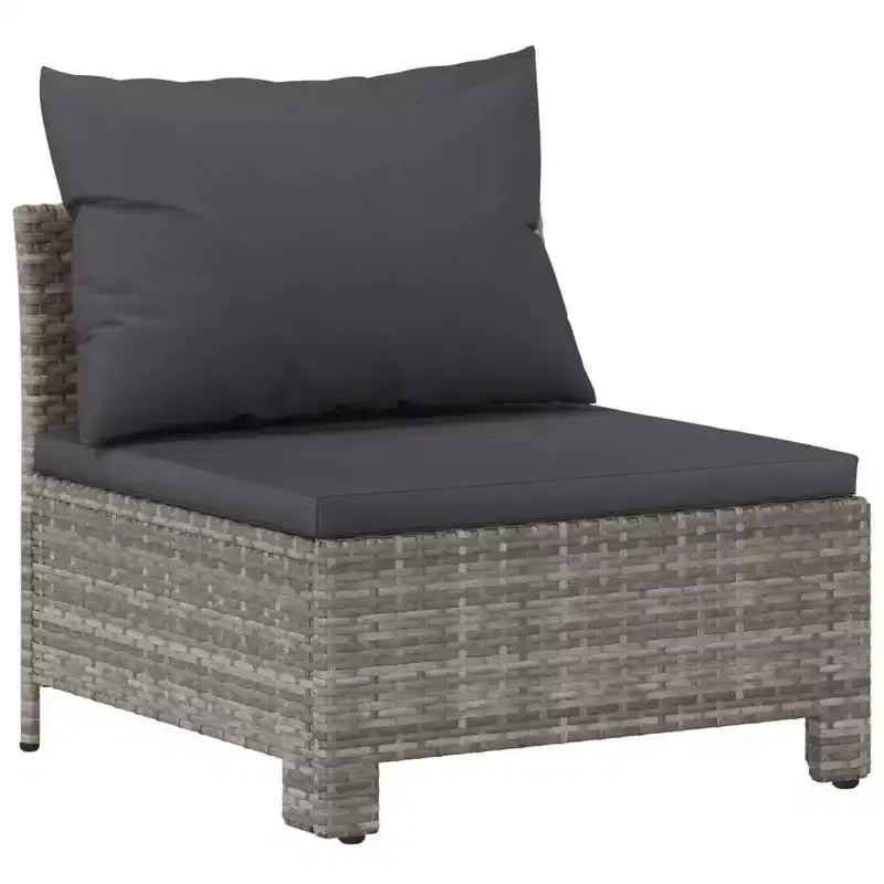 vidaXL 3-teiliges Gartenlounge-Set mit Kissen Grau Polyrattan