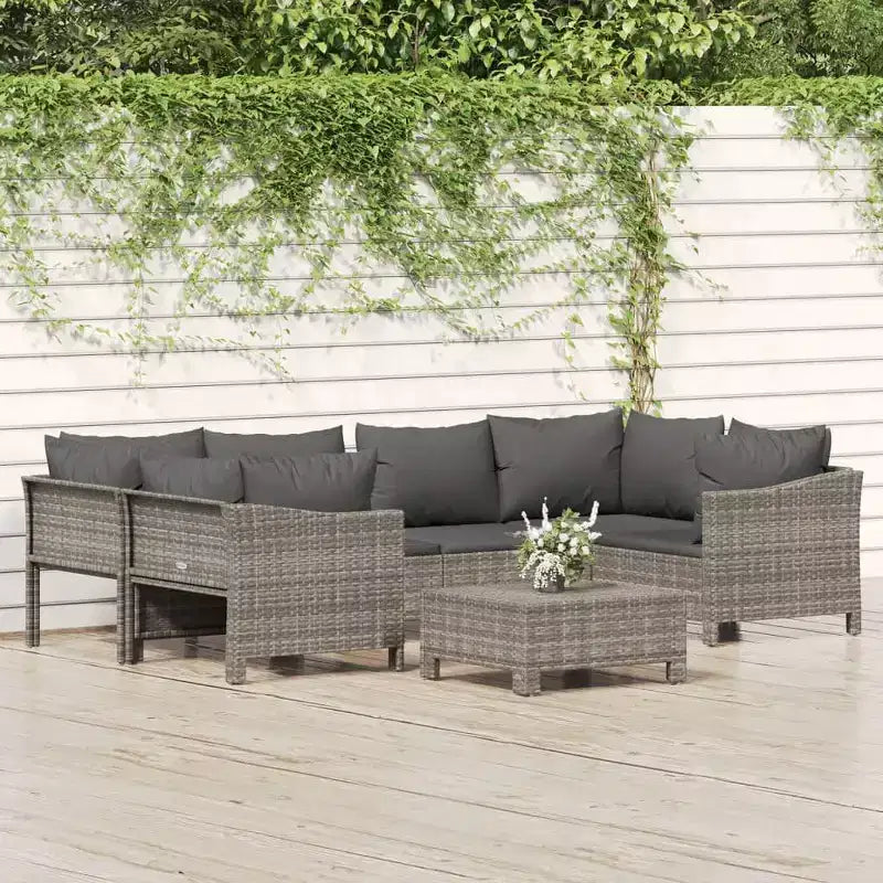 vidaXL Gartenmöbel-Set Outdoor-Sessel mit Kissen Grau Polyrattan