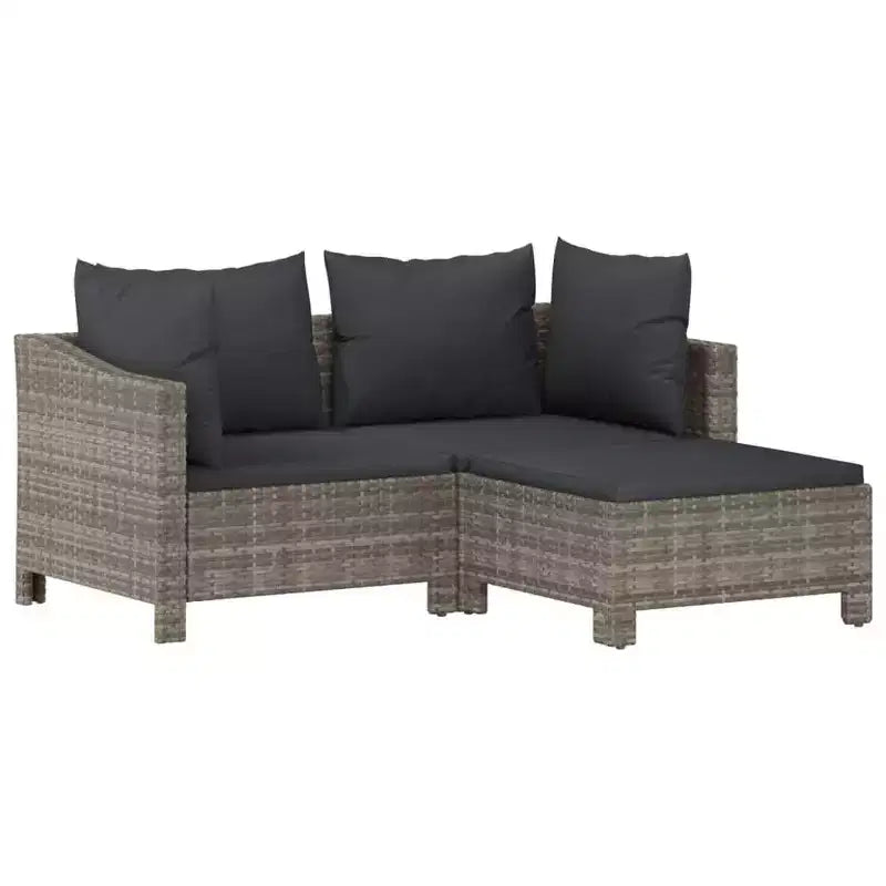 vidaXL Gartenmöbel-Set Outdoor-Sessel mit Kissen Grau Polyrattan