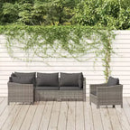 vidaXL 5-teiliges Terrassen-Lounge-Set mit Kissen, Grau, Polyrattan