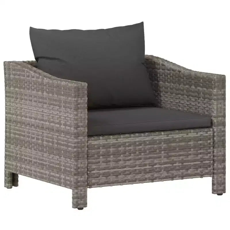 vidaXL 5-teiliges Terrassen-Lounge-Set mit Kissen, Grau, Polyrattan