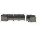 vidaXL Patio Furniture Set Armchair Sofa Set with Cushions Gray Poly Rattan