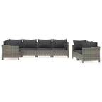 vidaXL Patio Furniture Set Armchair Sofa Set with Cushions Gray Poly Rattan