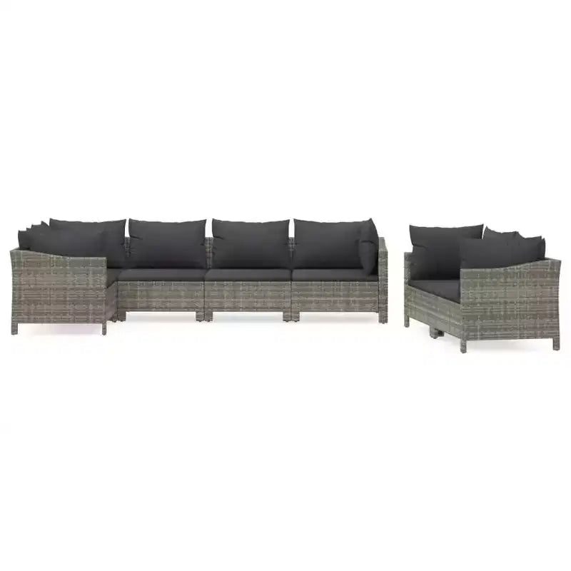 vidaXL Patio Furniture Set Armchair Sofa Set with Cushions Gray Poly Rattan
