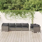 vidaXL Loungemöbel-Set Sessel-Sofa-Set mit Kissen Grau Polyrattan