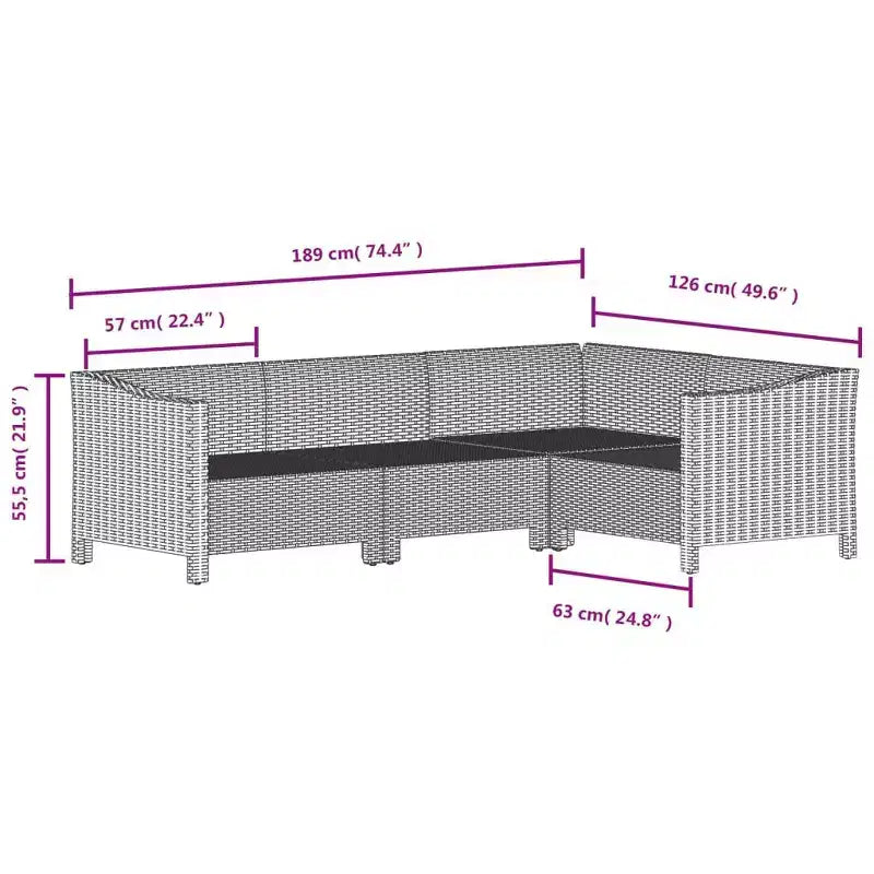 vidaXL Loungemöbel-Set Sessel-Sofa-Set mit Kissen Grau Polyrattan