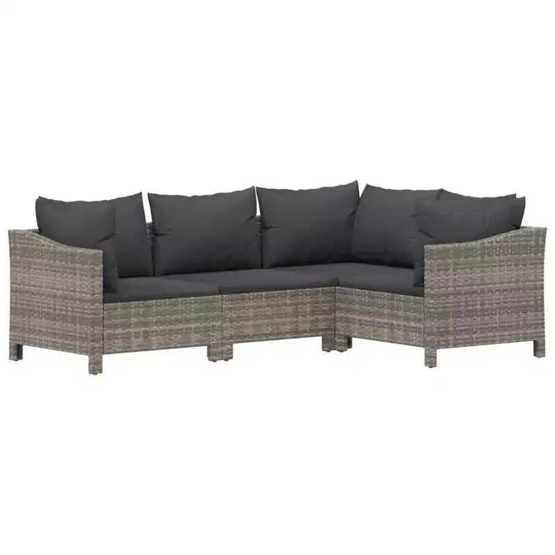 vidaXL Loungemöbel-Set Sessel-Sofa-Set mit Kissen Grau Polyrattan
