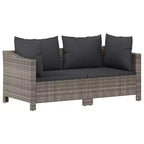 vidaXL Loungemöbel-Set Sessel-Sofa-Set mit Kissen Grau Polyrattan