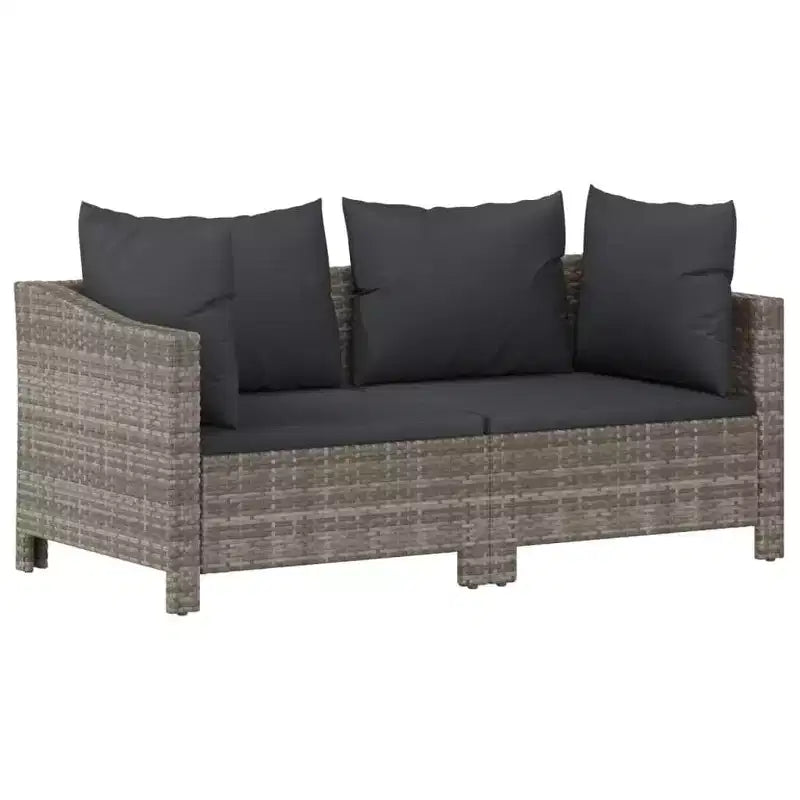 vidaXL Loungemöbel-Set Sessel-Sofa-Set mit Kissen Grau Polyrattan