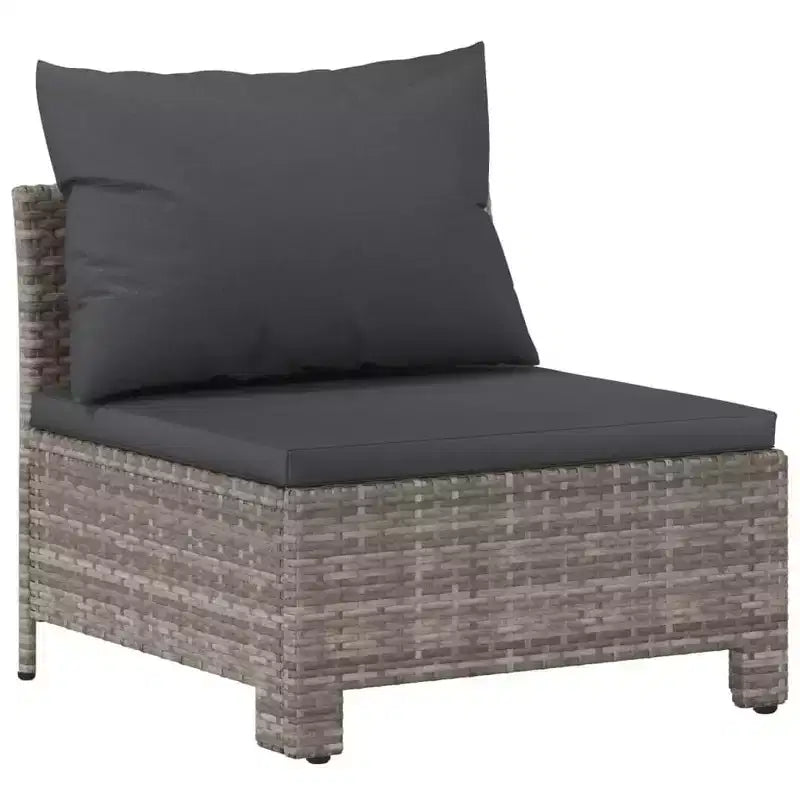 vidaXL Loungemöbel-Set Sessel-Sofa-Set mit Kissen Grau Polyrattan