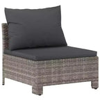 vidaXL Loungemöbel-Set Sessel-Sofa-Set mit Kissen Grau Polyrattan