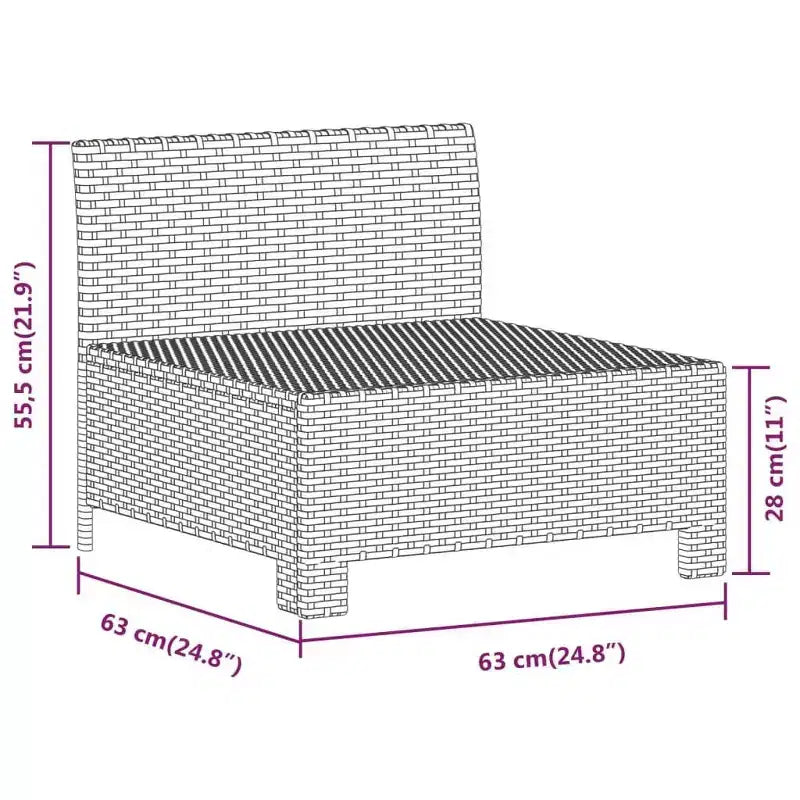 vidaXL Loungemöbel-Set Sessel-Sofa-Set mit Kissen Grau Polyrattan