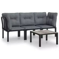 vidaXL Patio Furniture Set Outdoor Loveseat Sofa Black and Gray Poly Rattan