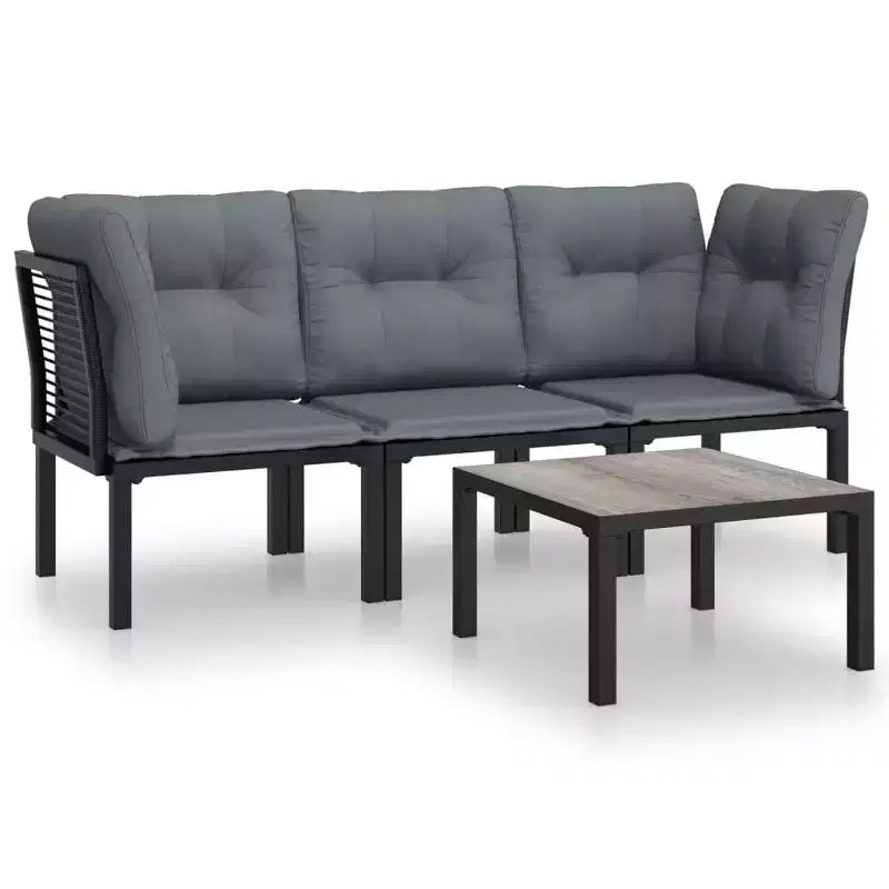 vidaXL Patio Furniture Set Outdoor Loveseat Sofa Black and Gray Poly Rattan