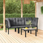 vidaXL Gartenmöbel-Set Outdoor Loveseat Sofa Schwarz und Grau Polyrattan