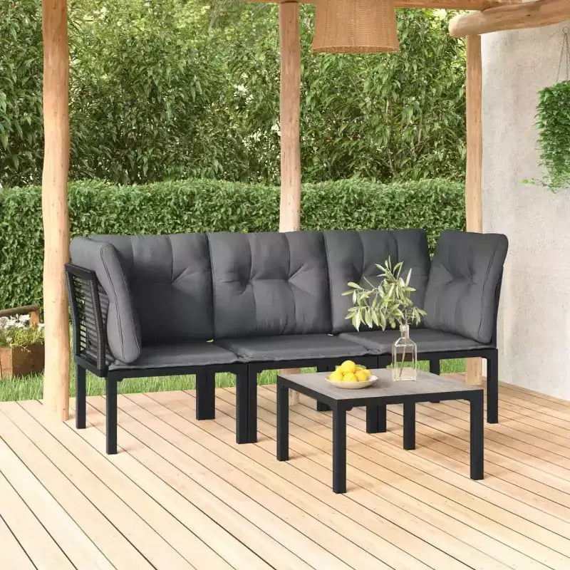 vidaXL Gartenmöbel-Set Outdoor Loveseat Sofa Schwarz und Grau Polyrattan