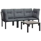 vidaXL Gartenmöbel-Set Outdoor Loveseat Sofa Schwarz und Grau Polyrattan