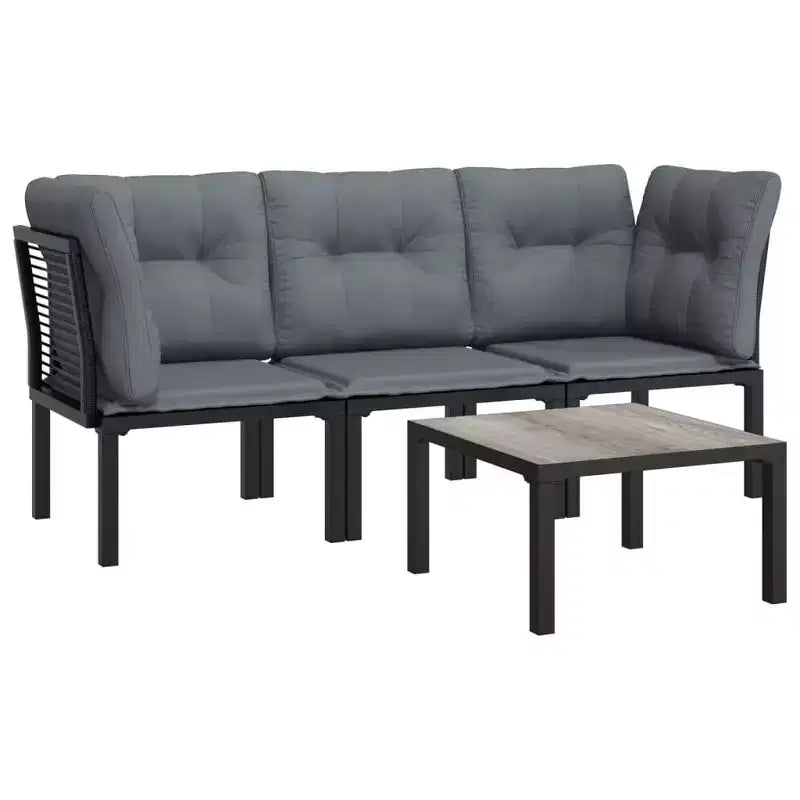 vidaXL Gartenmöbel-Set Outdoor Loveseat Sofa Schwarz und Grau Polyrattan