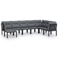 vidaXL Patio Furniture Set Outdoor Sectional Sofa Black and Gray Poly Rattan