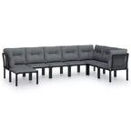 vidaXL Patio Furniture Set Outdoor Sectional Sofa Black and Gray Poly Rattan