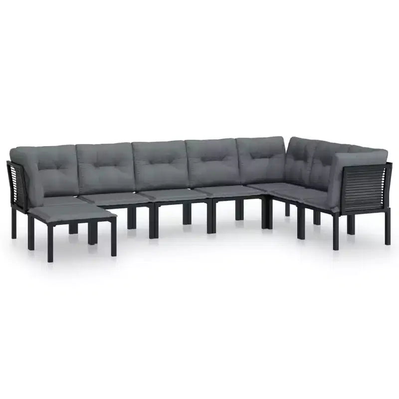 vidaXL Patio Furniture Set Outdoor Sectional Sofa Black and Gray Poly Rattan