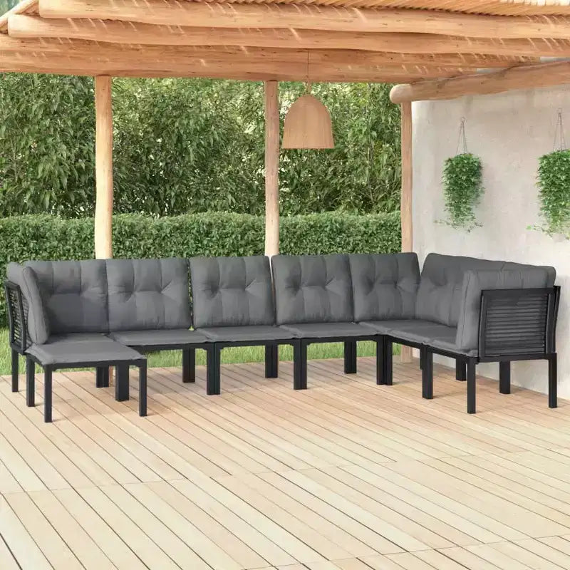 vidaXL Gartenmöbel-Set Outdoor-Ecksofa Schwarz und Grau Polyrattan