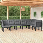 vidaXL Gartenmöbel-Set Outdoor-Ecksofa Schwarz und Grau Polyrattan