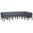 vidaXL Gartenmöbel-Set Outdoor-Ecksofa Schwarz und Grau Polyrattan