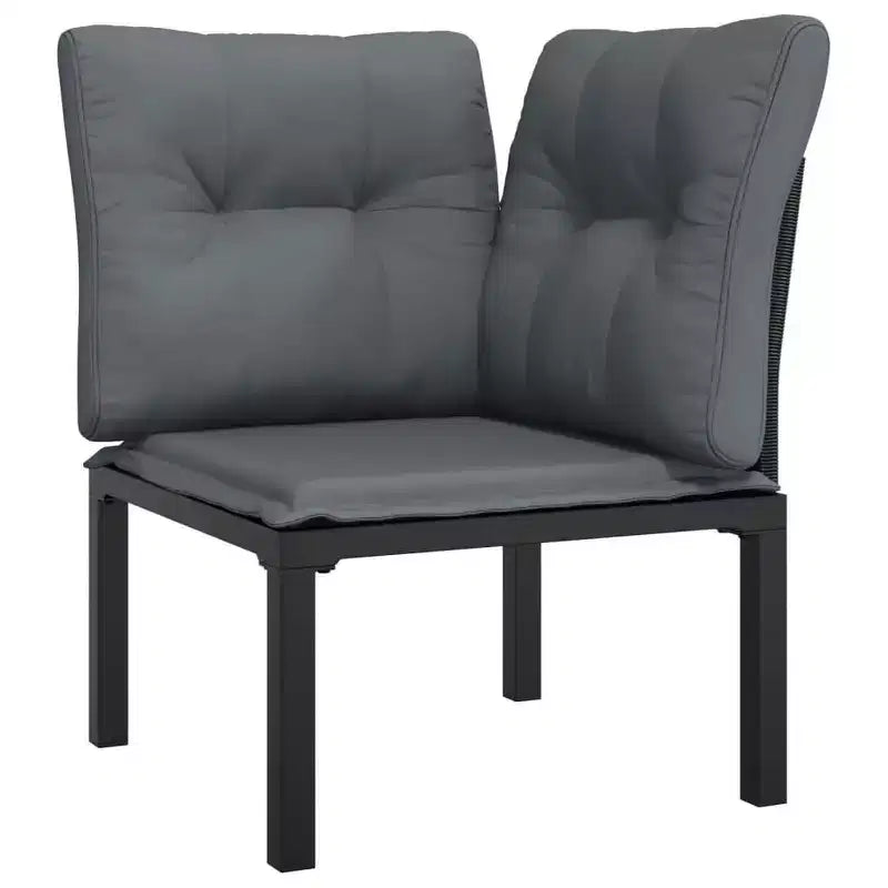 vidaXL Gartenmöbel-Set Outdoor-Ecksofa Schwarz und Grau Polyrattan