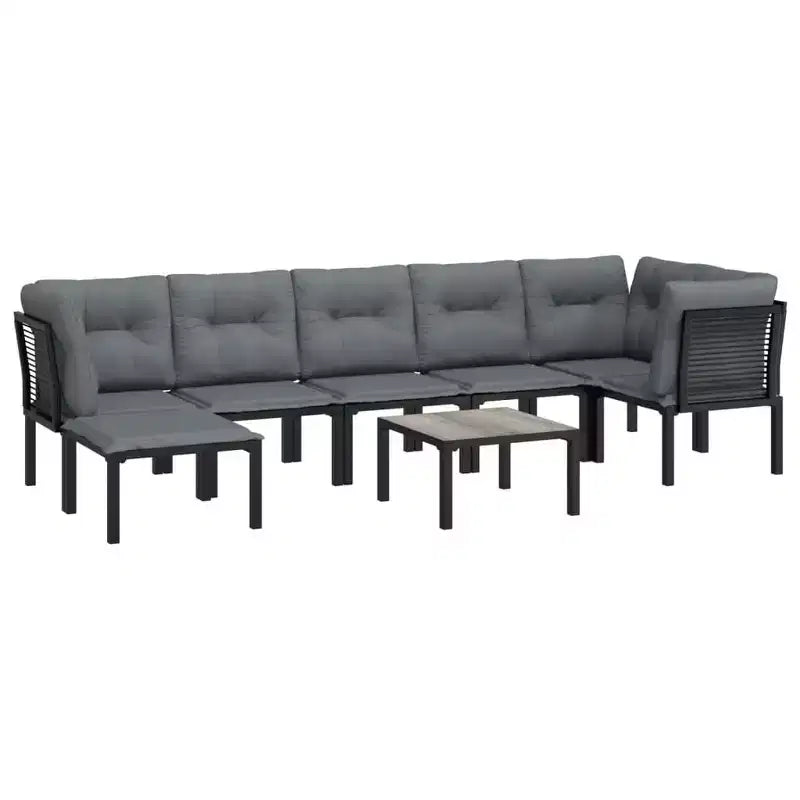 vidaXL 8-teilige Garten-Loungesitzgruppe Schwarz und Grau Polyrattan
