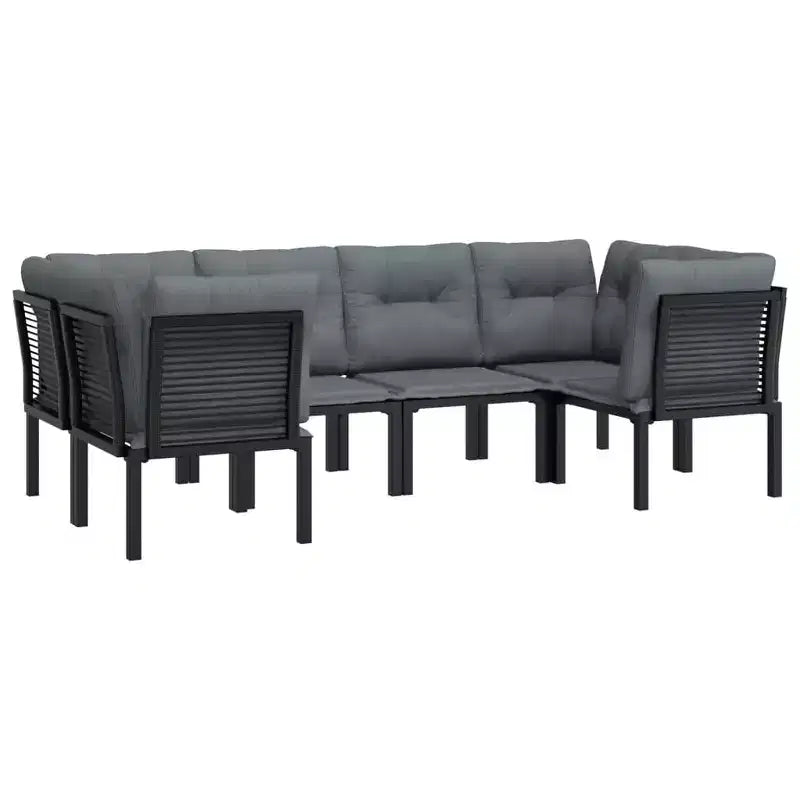 vidaXL 6-tlg. Garten-Lounge-Set Polyrattan Schwarz und Grau
