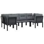 vidaXL 6-tlg. Garten-Lounge-Set Polyrattan Schwarz und Grau
