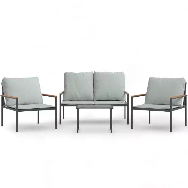 vidaXL 4 Piece Patio Lounge Set with Cushions Anthracite Steel