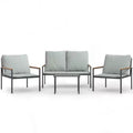 vidaXL 4 Piece Patio Lounge Set with Cushions Anthracite Steel