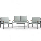 vidaXL 4 Piece Patio Lounge Set with Cushions Anthracite Steel