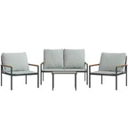 vidaXL 4-teiliges Garten-Lounge-Set mit Kissen Anthrazit Stahl