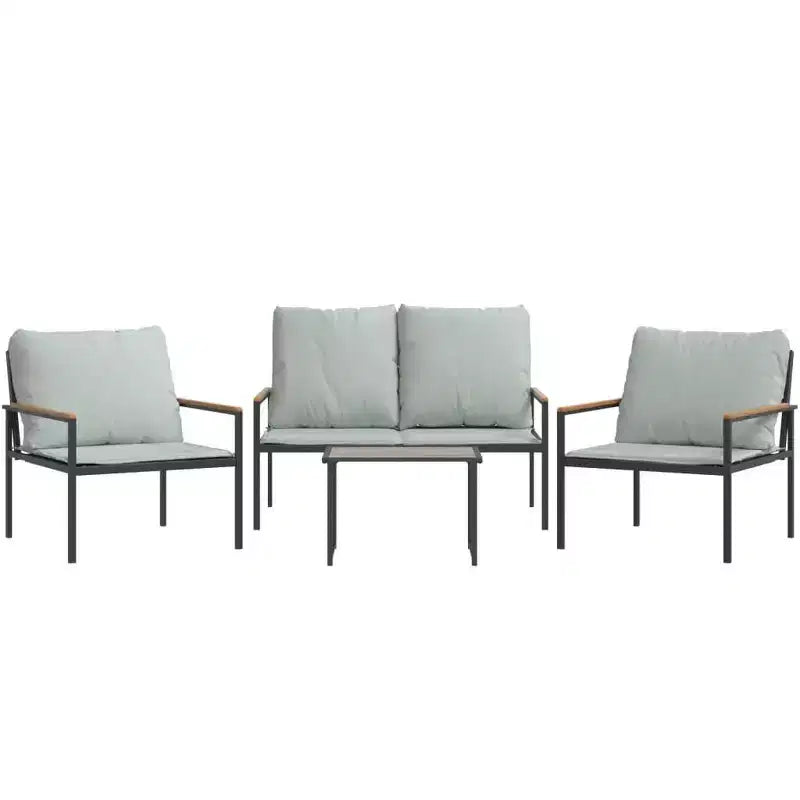 vidaXL 4-teiliges Garten-Lounge-Set mit Kissen Anthrazit Stahl