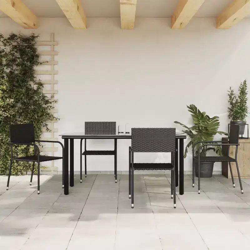 vidaXL Garten-Essgruppe Schwarz Polyrattan und Stahl Standard Stapelbar - 63 Tischlänge 4 Teile