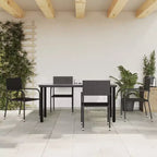 vidaXL Garten-Essgruppe Schwarz Polyrattan und Stahl Standard Stapelbar - 63 Tischlänge 4 Teile