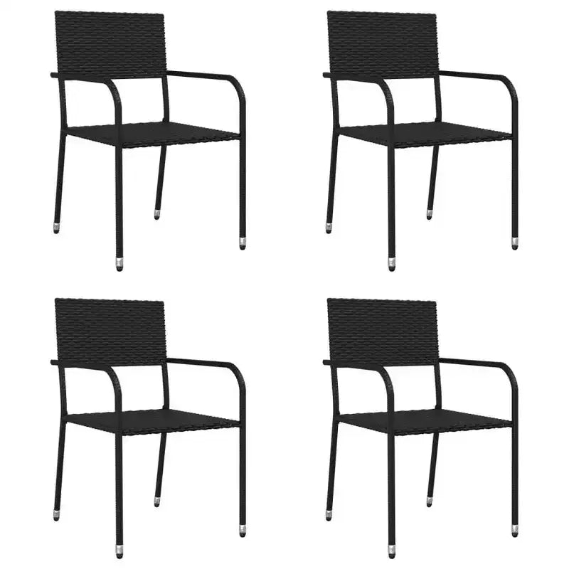 vidaXL Garten-Essgruppe Schwarz Polyrattan und Stahl Standard Stapelbar - 63 Tischlänge 4 Teile