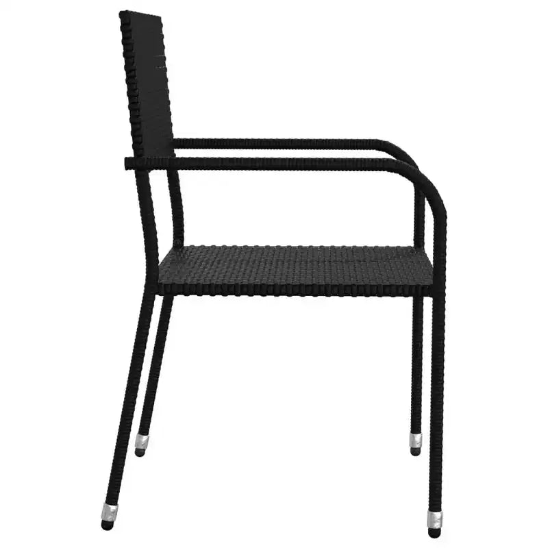 vidaXL Garten-Essgruppe Schwarz Polyrattan und Stahl Standard Stapelbar - 63 Tischlänge 4 Teile