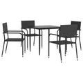 vidaXL Garden Dining Set Black Poly Rattan, Steel, Tempered Glass - 31.5 Table Length 4 Items