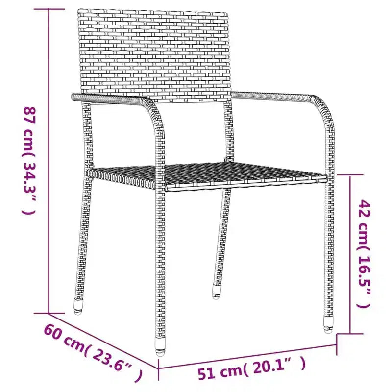 vidaXL Garten Essgruppe Schwarz Polyrattan, Stahl, Gehärtetes Glas - 80 cm Tischlänge 4 Teile