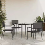 vidaXL Garten Essgruppe Schwarz Polyrattan, Stahl, Gehärtetes Glas - 80 cm Tischlänge 4 Teile