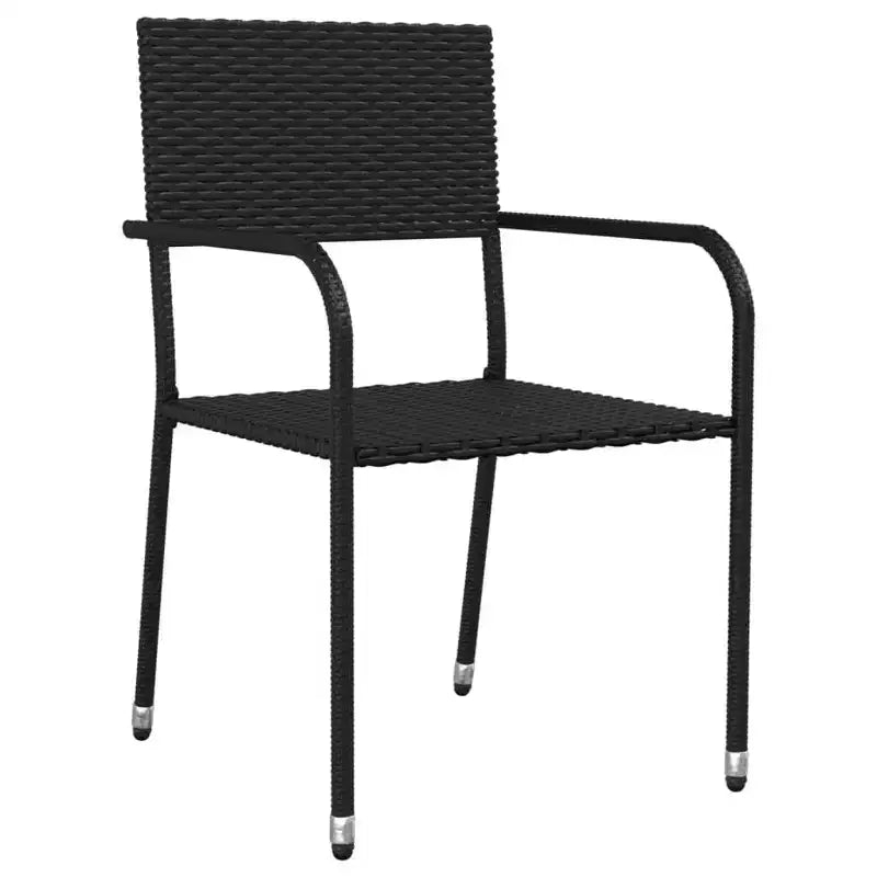 vidaXL Garten Essgruppe Schwarz Polyrattan, Stahl, Gehärtetes Glas - 80 cm Tischlänge 4 Teile