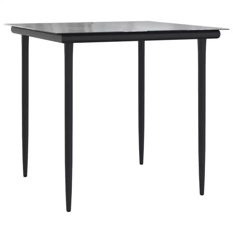 vidaXL Garten Essgruppe Schwarz Polyrattan, Stahl, Gehärtetes Glas - 80 cm Tischlänge 4 Teile