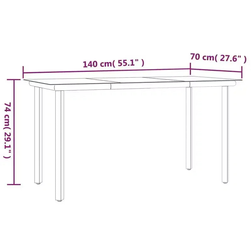 vidaXL Garten Essgruppe Schwarz Polyrattan und Stahl Standard Stapelbar – 55.1 Tischlänge 6-teilig