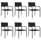 vidaXL Garten Essgruppe Schwarz Polyrattan und Stahl Standard Stapelbar – 55.1 Tischlänge 6-teilig