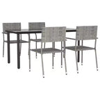 vidaXL Patio Dining Set Table and Chair Gray and Black Poly Rattan and Steel - 63 Table Length 4 Chairs