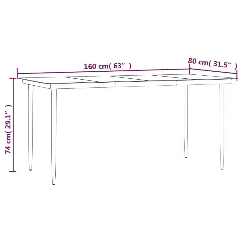 vidaXL Garten-Essgruppe Tisch und Stühle Grau und Schwarz Polyrattan und Stahl – 160 cm Tischlänge 4 Stühle